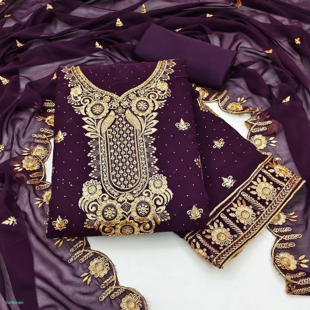 Trendy Georgette Embroidery Four Piece Set